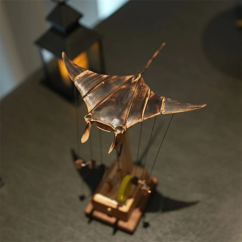 Handcrafted Wooden Manta Ray Automation