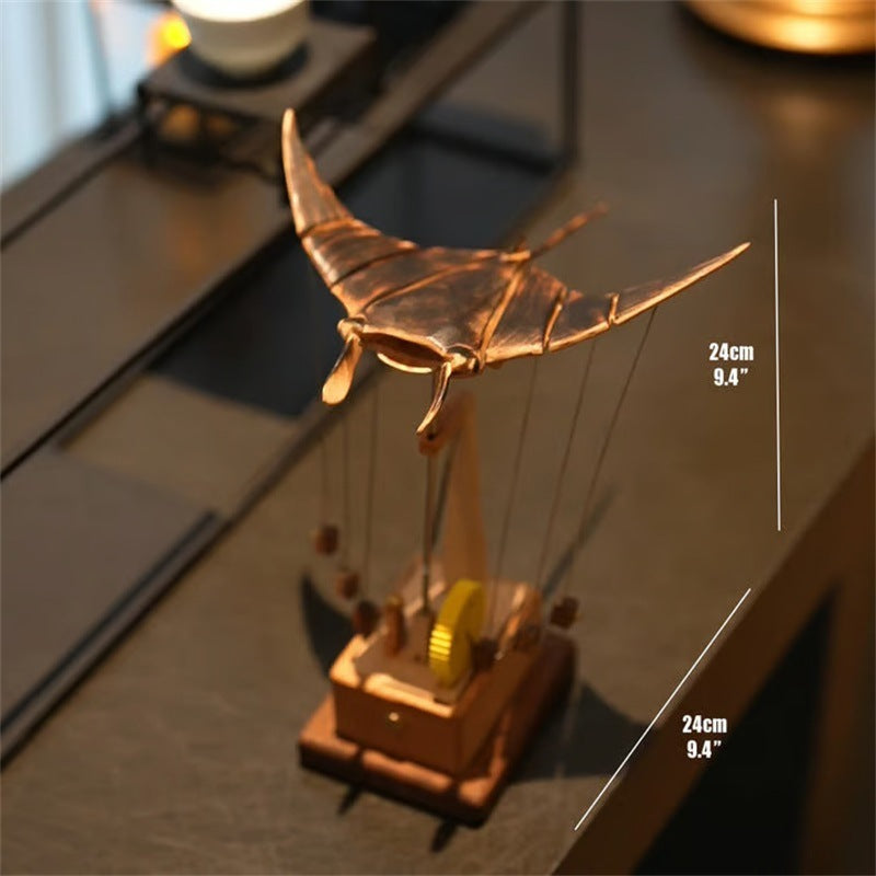 Handcrafted Wooden Manta Ray Automation